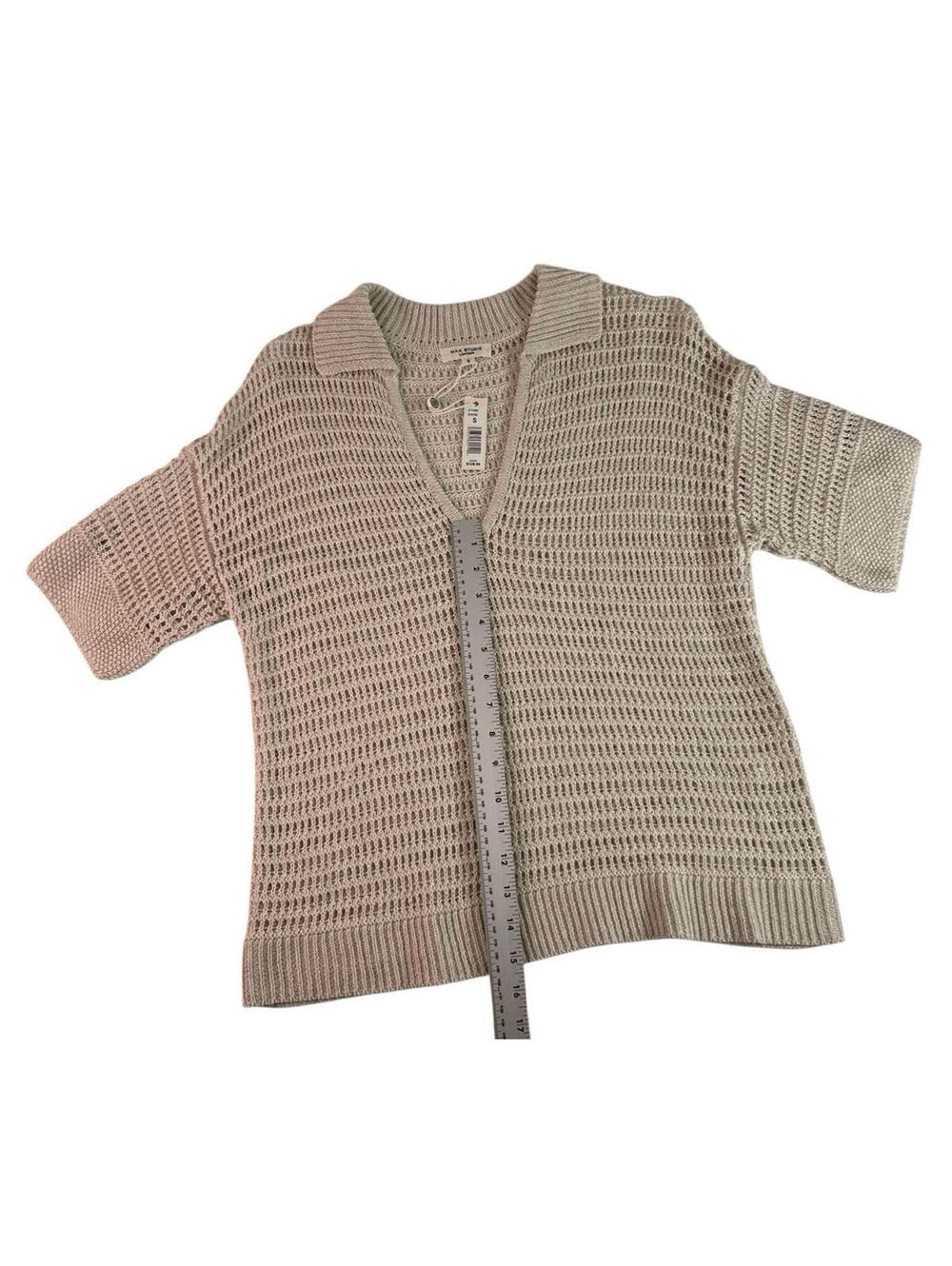Max Studio London Open Knit Collared V-Neck Size Small - Picture 8 of 11